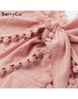 BerryGo Sexy bez ramiączek krzyż krawat kobiety playsuit haft różowy pościel bawełniana kombinezon lato party fashion kobieta og