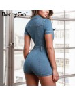 BerryGo Denim kombinezon pas kobiet playsuit kieszenie na zamek błyskawiczny letni kombinezon romper dżinsy, żeński, moda party 