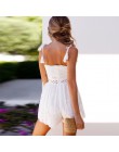 Lato Playsuit kobiety Boho Hollow Out białe koronki Romper Spaghetti pasek kitki pajacyki kobiet kombinezon Combinaison krótkie 