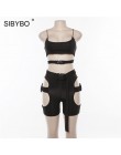 Sibybo drążą klamra Skinny Sexy Playsuit kobiety pasek bez rękawów lato dwuczęściowy zestaw kobiety plaża Casual krótki kombinez