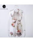 Lily Rosie dziewczyna Off Shoulder Halter biały kwiatowy przebrania kobiety Backless Bow lato plaża krótkie pajacyki Boho kombin