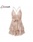 Conmoto Party białe koronkowe elegancki przebrania kobiety Playsuit plaża bez pleców Sexy Playsuit Romper łuk Ruffles krótki kom