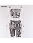 Sibybo skóry węża druku bez ramiączek Sexy dwuczęściowy zestaw Playsuit kobiety Off ramię Crop top i szorty zestaw na co dzień k