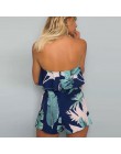 Liście wydrukowano Sexy Slash Neck bez ramiączek kobiety Playsuit Casual Ruffles 2019 lato moda Backless odzież fajne odzież pla