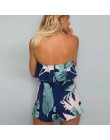 Liście wydrukowano Sexy Slash Neck bez ramiączek kobiety Playsuit Casual Ruffles 2019 lato moda Backless odzież fajne odzież pla