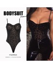 2018 wiosna kobiety czarne body Sexy klub Summer Party bez rękawów Bodycon Spaghetti Leopard siateczkowy pasek body kobiety kobi