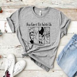 2019 śmieszne nie możesz siedzieć z nami T-shirt czarny charakter koszula Maleficent zła królowa Koszulka z nadrukiem kobiety fa