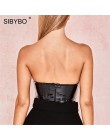 Sibybo bez ramiączek PU skóra Sexy body kobiety Off Shoulder Skinny letnie kobiety pajacyki Backless plaża na co dzień kobiety k