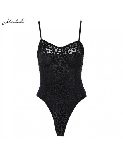 Macheda Sexy Black Lace Mesh Body bez rękawów Backless Sling perspektywy pasek na ramię kobiet kombinezon Body 2018 nowy