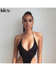 Kliou kobiety sexy mesh materiał halter body 2019 nowy nabytek jednolity skinny sexy party klub kobiet przezroczyste pajacyki ko