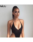 Kliou kobiety sexy mesh materiał halter body 2019 nowy nabytek jednolity skinny sexy party klub kobiet przezroczyste pajacyki ko