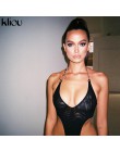 Kliou kobiety sexy mesh materiał halter body 2019 nowy nabytek jednolity skinny sexy party klub kobiet przezroczyste pajacyki ko