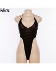 Kliou kobiety sexy mesh materiał halter body 2019 nowy nabytek jednolity skinny sexy party klub kobiet przezroczyste pajacyki ko