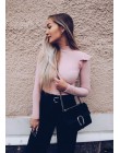 COLROVIE kobiety bluzki koreański style modne bluzki kobiety Streetwear różowy Mock szyi Frill wykończenia z długim rękawem body