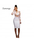 Ziamonga Sexy Summer Party kombinezon typu bodycon koronki hafty body kobiety 3D kwiat Combinaison damskie z długim rękawem Mesh