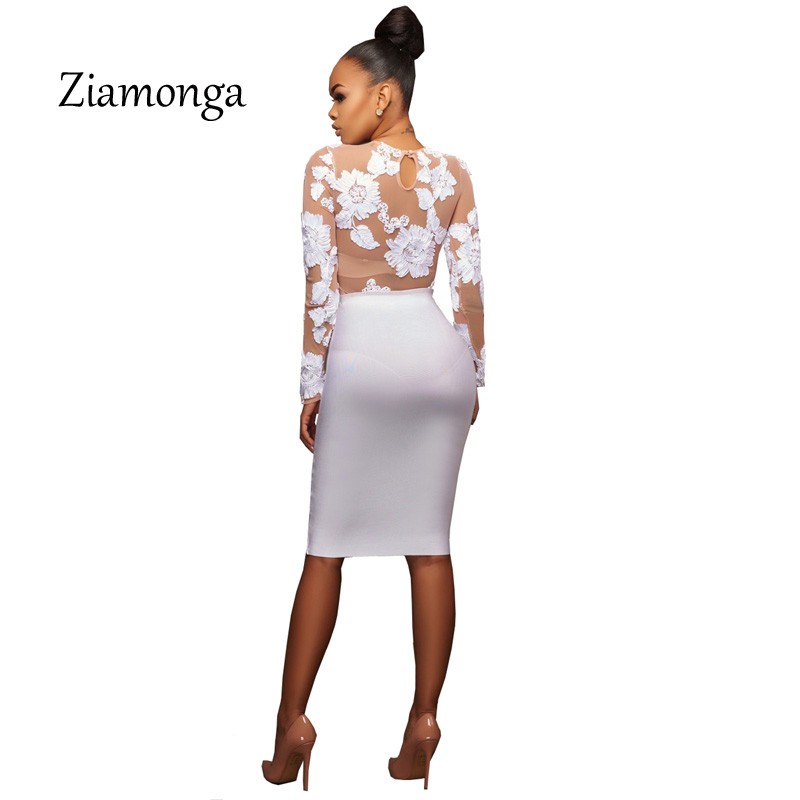 Ziamonga Sexy Summer Party Kombinezon Typu Bodycon Koronki Hafty Body Kobiety 3d Kwiat 