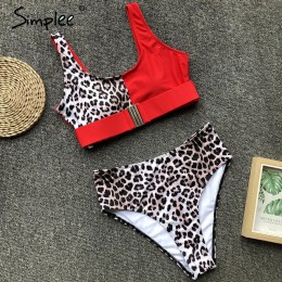 Simplee Sexy leopard print kobiety stroje kąpielowe strój kąpielowy Push-up sztuk body lato plaża na co dzień wysokiej talii str