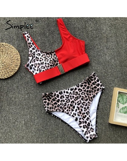 Simplee Sexy leopard print kobiety stroje kąpielowe strój kąpielowy Push-up sztuk body lato plaża na co dzień wysokiej talii str