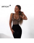 Arctic cat w paski Mesh Sexy body kobiety letnia sukienka bez rękawów, dekolt V Slim pajacyki damskie kombinezon czarny Casual P