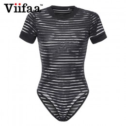 Viifaa Sexy czarny Body kobiety przepuszczalność Mesh kombinezon typu bodycon przezroczyste ciało Femme Romper lato Party Body