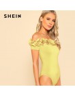 SHEIN Sexy body różowy z krótkim rękawem w połowie talii Party Wear Skinny body kwiat aplikacja Off the Shoulder body