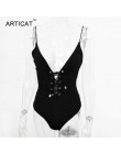 Arctic cat Sexy body wiązane kobiety lato topy Spaghetti pasek V Neck Backless pajacyki kobiet kombinezon Party Bodycon kombinez