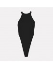 2019 lato kobiety Sexy Bodycon Body wiosna dzianiny stałe czarne krótkie bez rękawów z dzianiny Body Body dla kobiet kombinezon