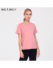 WOTWOY 2018 lato bawełna T Shirt kobiety luźne styl solidna koszulka damska koszulka z krótkim rękawem Top Tees z dekoltem w ser