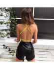 Hugcitar spaghetti pasy neon różowy zielony dekolt w kształcie litery v backless sexy bodycon body 2019 kobiety moda elastyczna 