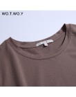 WOTWOY 2018 lato bawełna T Shirt kobiety luźne styl solidna koszulka damska koszulka z krótkim rękawem Top Tees z dekoltem w ser