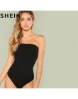 SHEIN czarny Sexy Skinny w połowie talii kobiety body 2018 Summer Party wyjść Slim wyposażone zwykły bez rękawów bez ramiączek b
