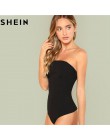 SHEIN czarny Sexy Skinny w połowie talii kobiety body 2018 Summer Party wyjść Slim wyposażone zwykły bez rękawów bez ramiączek b