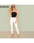 SHEIN czarny Sexy Skinny w połowie talii kobiety body 2018 Summer Party wyjść Slim wyposażone zwykły bez rękawów bez ramiączek b