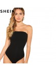 SHEIN czarny Sexy Skinny w połowie talii kobiety body 2018 Summer Party wyjść Slim wyposażone zwykły bez rękawów bez ramiączek b