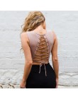 Bez rękawów Backless Tie powrót zatrzaski Lace Up body damskie wiosna lato bawełna przebrania kombinezony gorset pajacyki nowy