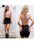 Bez rękawów Backless Tie powrót zatrzaski Lace Up body damskie wiosna lato bawełna przebrania kombinezony gorset pajacyki nowy