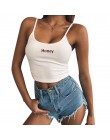 2019 lato kobiety Crop Top Sexy miód list haft Tank Tops przycięte panie Spaghetti pasek elastyczna koszula kamizelka Camisole