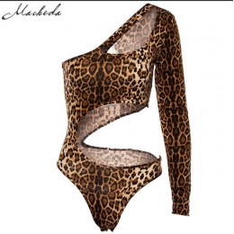 Macheda Leopard Print kobiety pojedyncze z długim rękawem body 2018 nowy Sexy moda lato kostium kąpielowy z wycięciami kobiet