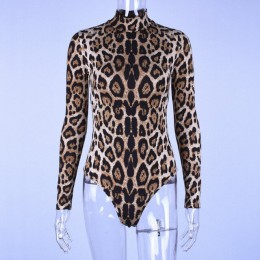 Hugcitar leopard print wysoka neck z długim rękawem bodycon body zima wiosna kobiety moda na co dzień boże narodzenie party ciał