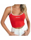 2019 lato kobiety Crop Top Sexy miód list haft Tank Tops przycięte panie Spaghetti pasek elastyczna koszula kamizelka Camisole