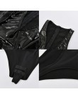 Sibybo z dekoltem w kształcie litery v PU Leather Skinny Sexy kobiety body patchwork bez rękawów lato Romper kobiety plaża na co