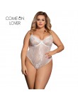 Comeonlover Glamour fiszbiny Hollywood Sheer Lace biały czarny Sexy Plus rozmiar pajacyki Bodysuite Sexy kobiety body RI80536