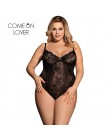 Comeonlover Glamour fiszbiny Hollywood Sheer Lace biały czarny Sexy Plus rozmiar pajacyki Bodysuite Sexy kobiety body RI80536