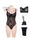 Comeonlover Glamour fiszbiny Hollywood Sheer Lace biały czarny Sexy Plus rozmiar pajacyki Bodysuite Sexy kobiety body RI80536