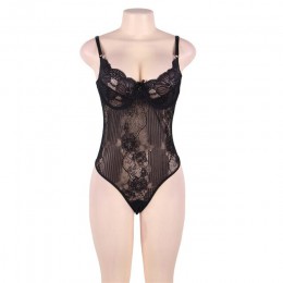 Comeonlover Glamour fiszbiny Hollywood Sheer Lace biały czarny Sexy Plus rozmiar pajacyki Bodysuite Sexy kobiety body RI80536