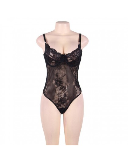 Comeonlover Glamour fiszbiny Hollywood Sheer Lace biały czarny Sexy Plus rozmiar pajacyki Bodysuite Sexy kobiety body RI80536