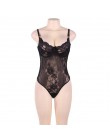 Comeonlover Glamour fiszbiny Hollywood Sheer Lace biały czarny Sexy Plus rozmiar pajacyki Bodysuite Sexy kobiety body RI80536