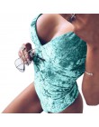 Moda aksamitne kombinezon Feminino Sexy ciało Top Bodycon kobiety Body z dekoltem w kształcie litery v Playsuit pajacyki ogólnie