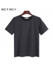 WOTWOY 2018 lato bawełna T Shirt kobiety luźne styl solidna koszulka damska koszulka z krótkim rękawem Top Tees z dekoltem w ser