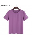 WOTWOY 2018 lato bawełna T Shirt kobiety luźne styl solidna koszulka damska koszulka z krótkim rękawem Top Tees z dekoltem w ser